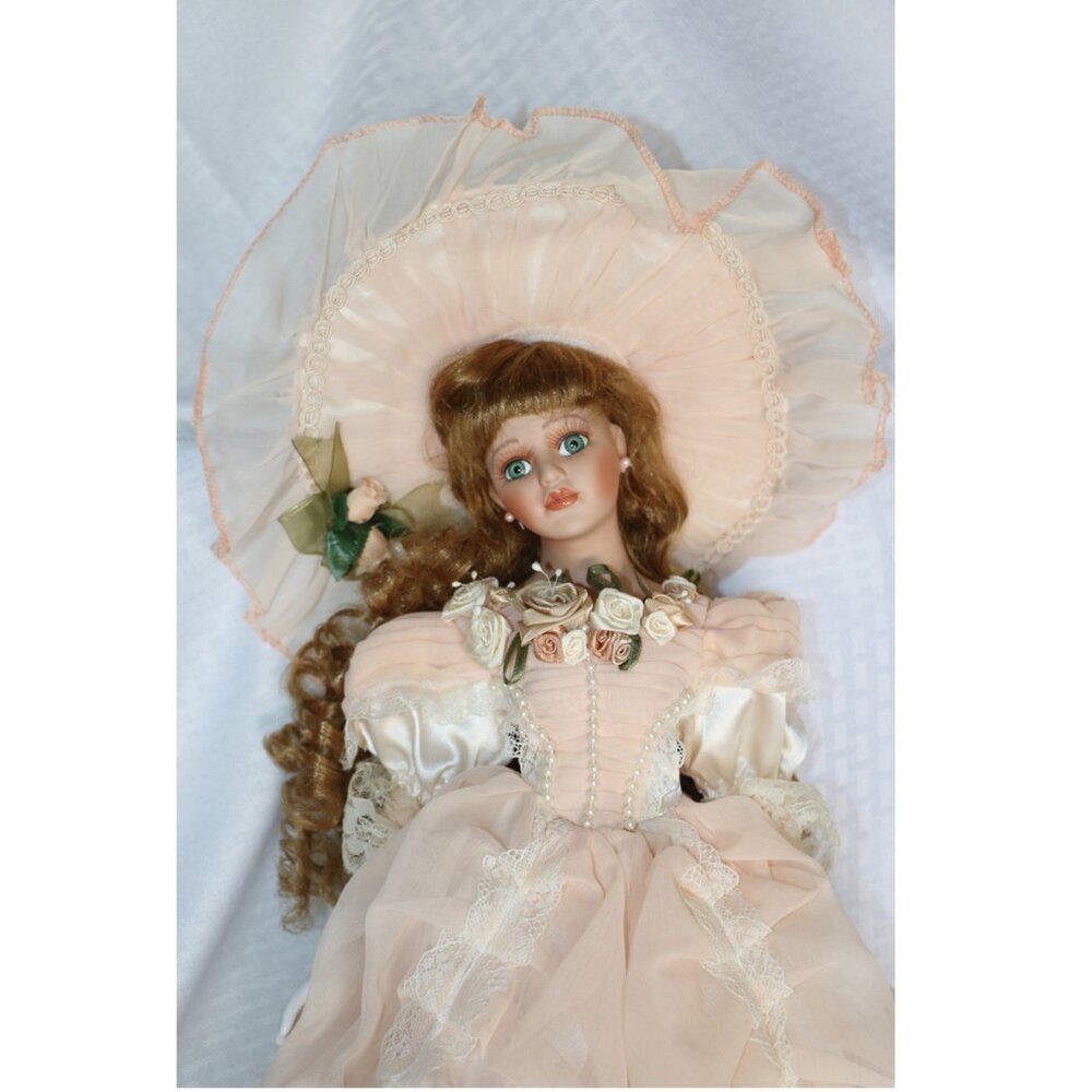 Victorian Hand Painted Porcelain Doll 20" Tall